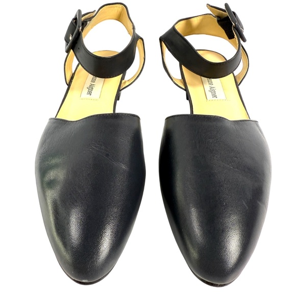 Etienne Aigner Shoes - Etienne Aigner Black Leather Flats with Ankle Strap